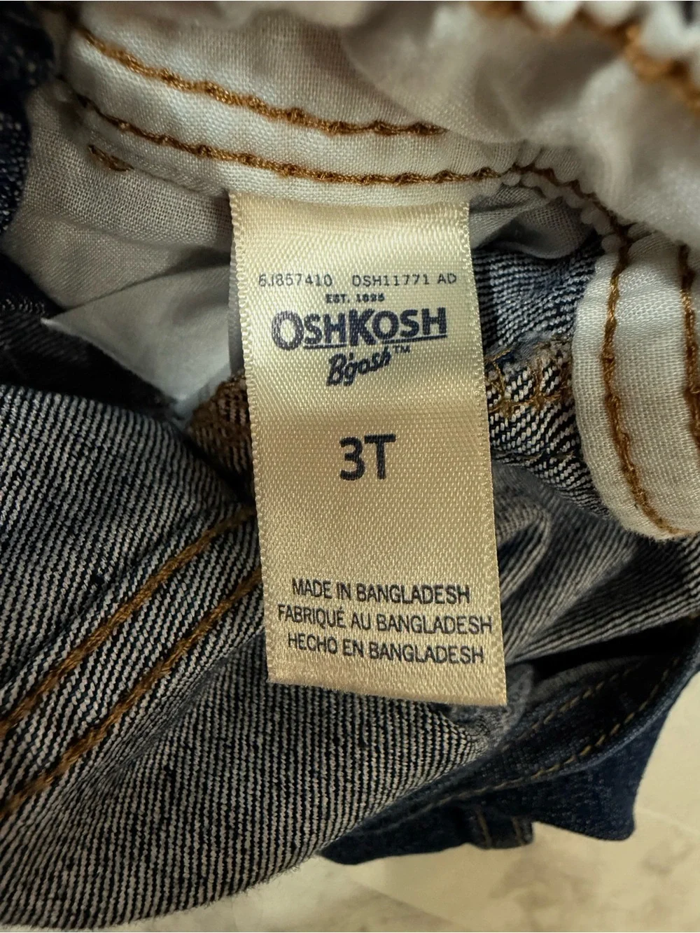 Classic Denim Overalls Dark Blue with red/black buffalo check - Osh Kosh